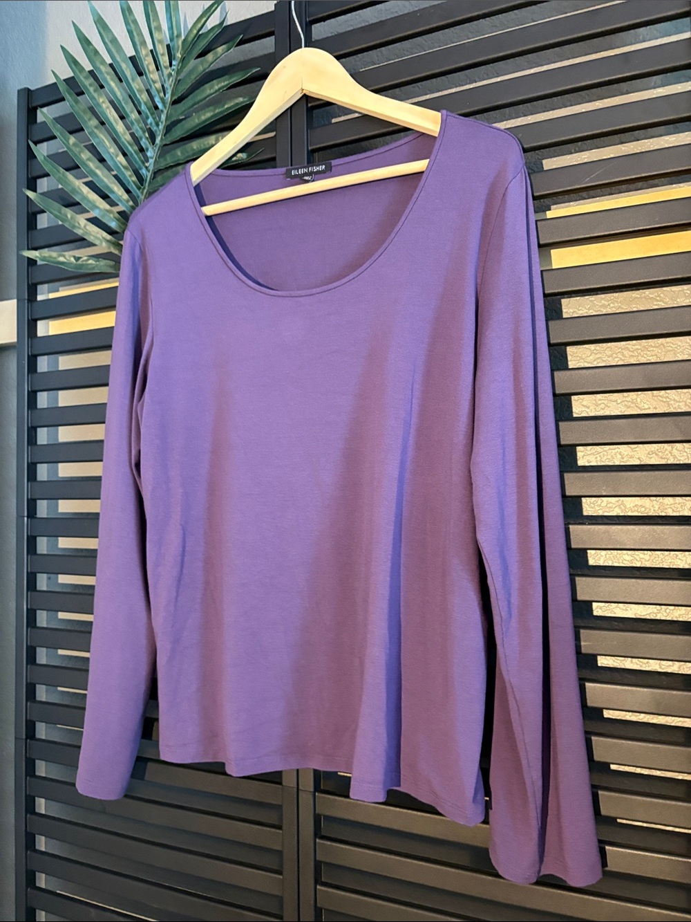 Eileen Fisher Lavender Scoop Neck Long Sleeve Top